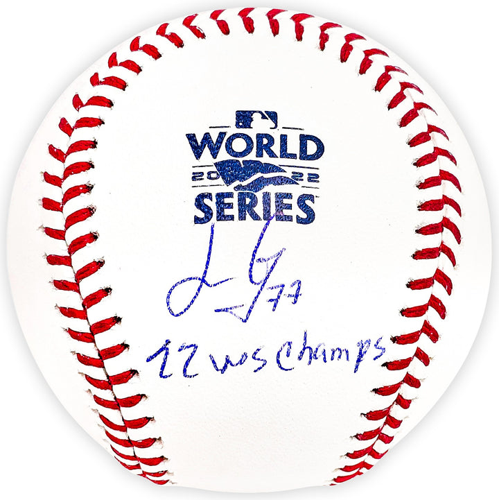Luis Garcia Signed 2022 WS Logo MLB Baseball Astros "22 WS Champs" Beckett Wit