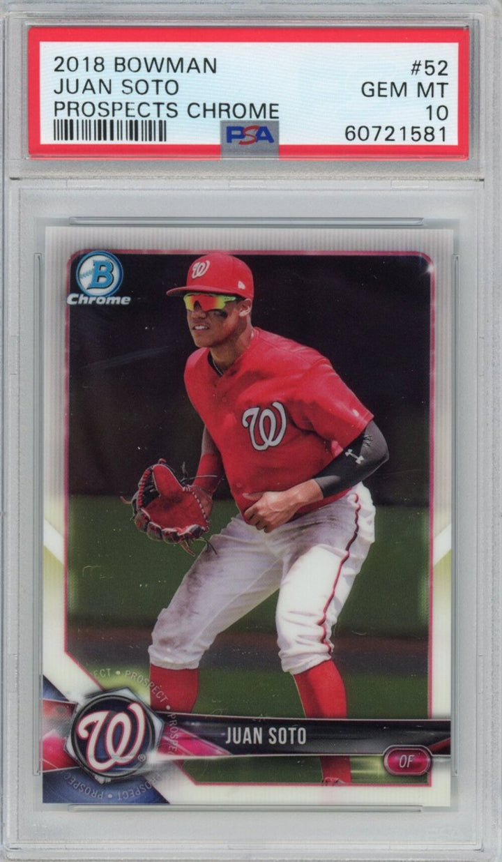 Graded 2018 Bowman Propspects Chrome Juan Soto #BCP52 Rookie RC Card PSA 10