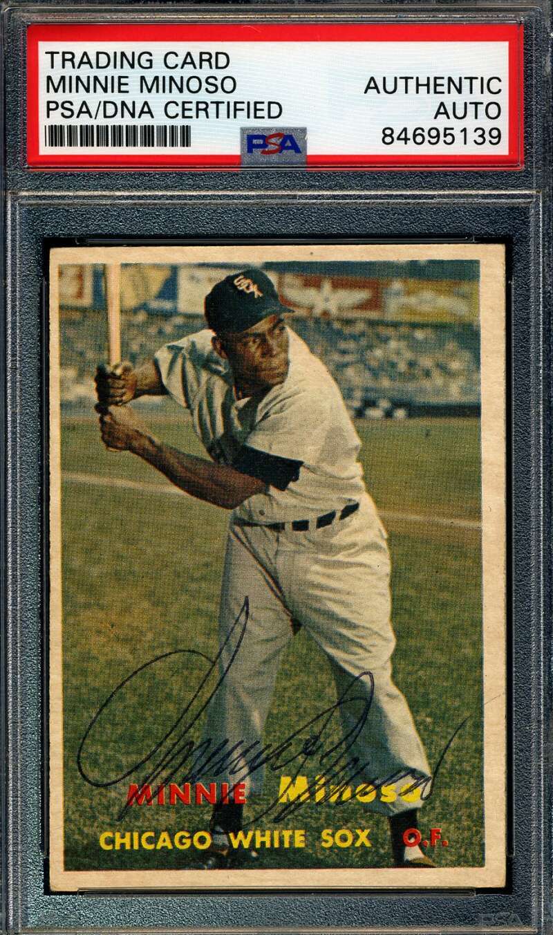 Minnie Minoso PSA DNA  Vintage Signed 1957 Topps Autograph