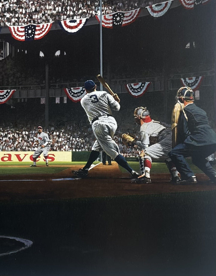 Babe Ruth & Lou Gehrig Yankee Stadium 1927 Lithograph Signed Bill Purdom 18x24