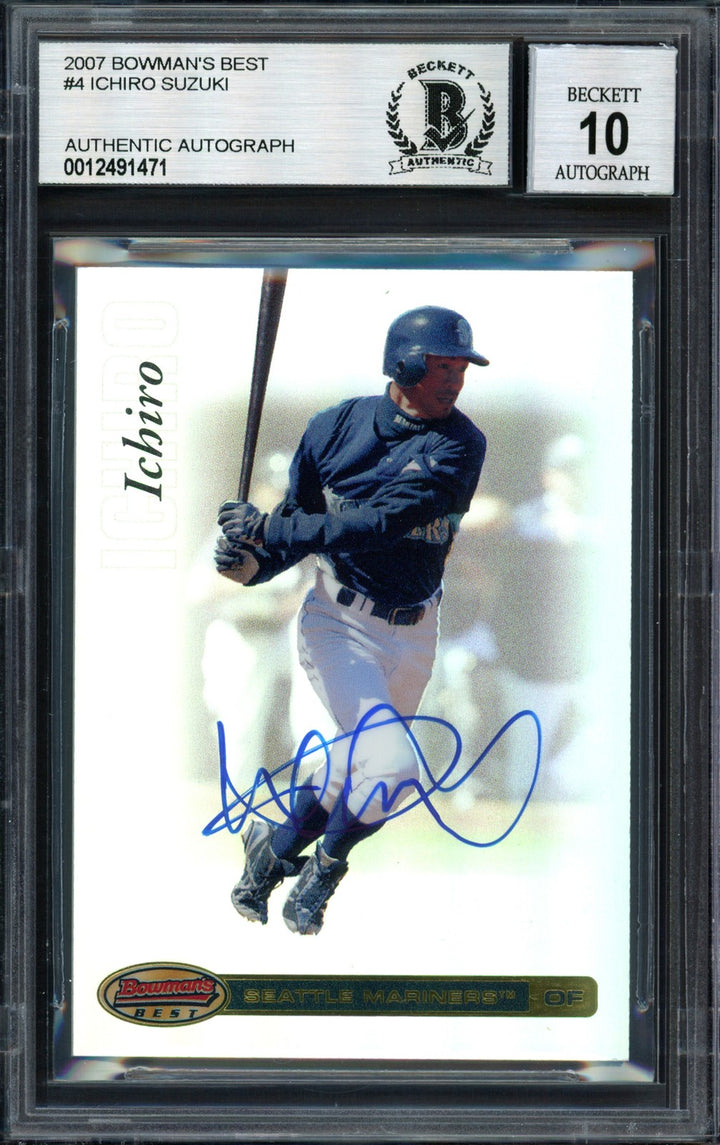 Ichiro Suzuki Auto 2007 Bowman's Best Card 4 Mariners Auto 10 Beckett #12491471