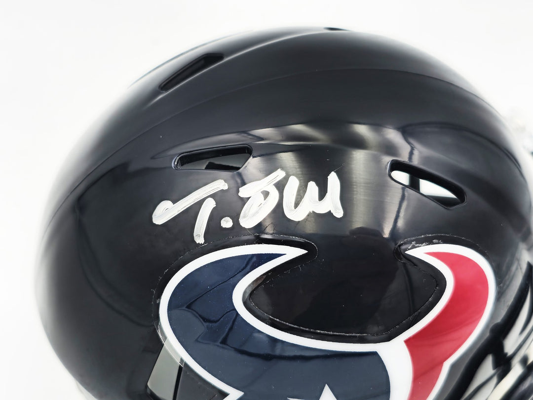 Tank Dell Autographed Signed Houston Texans Blue Speed Mini Helmet Beckett