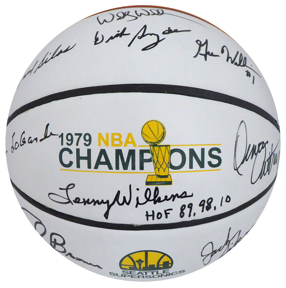1978-79 NBA Champ Sonics Multi Auto Basketball 9 Sigs Fred Brown, Lenny Wilkens
