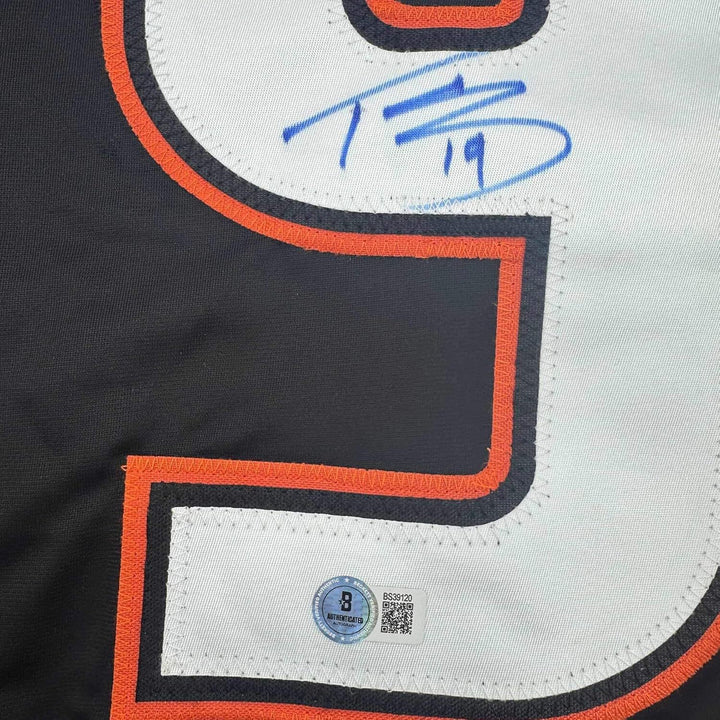 Framed Autographed/Signed Troy Terry 35x39 Anaheim Black Jersey Beckett BAS COA