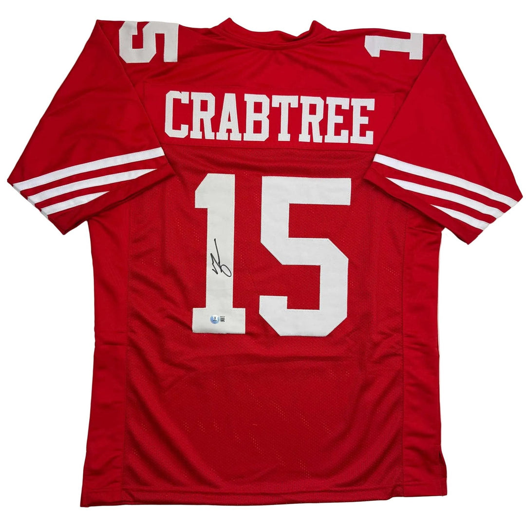 Autographed/Signed Michael Crabtree San Francisco Red Jersey Beckett COA
