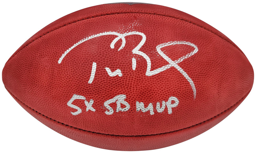 Tom Brady Auto Official NFL Leather Football Patriots "5x SB MVP" Fanatics Holo
