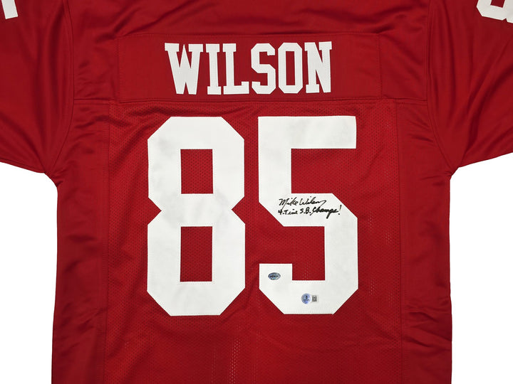 San Francisco 49ers Mike Wilson Signed Red Jersey "4X SB Champs!" Beckett