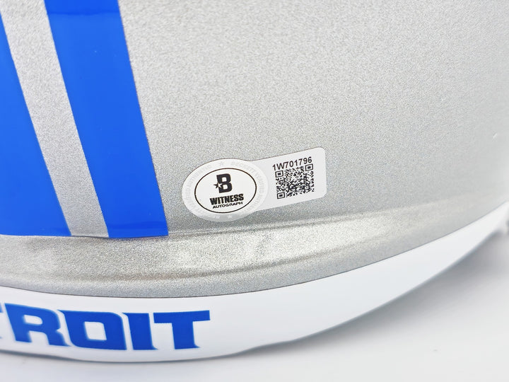 Sam LaPorta Auto Signed Lions Silver Full Size Replica Speed Helmet Beckett Wit