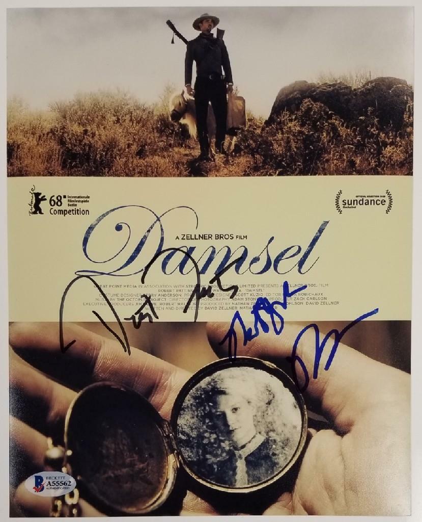 Damsel Cast (3) Signed 8x10 Photo Forster David Nathan Zellner ~ Beckett BAS COA