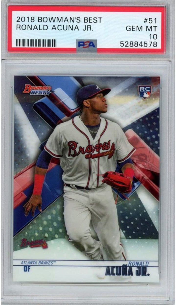 Graded 2018 Bowman's Best RONALD ACUNA JR #51 Rookie RC Baseball Card PSA 10