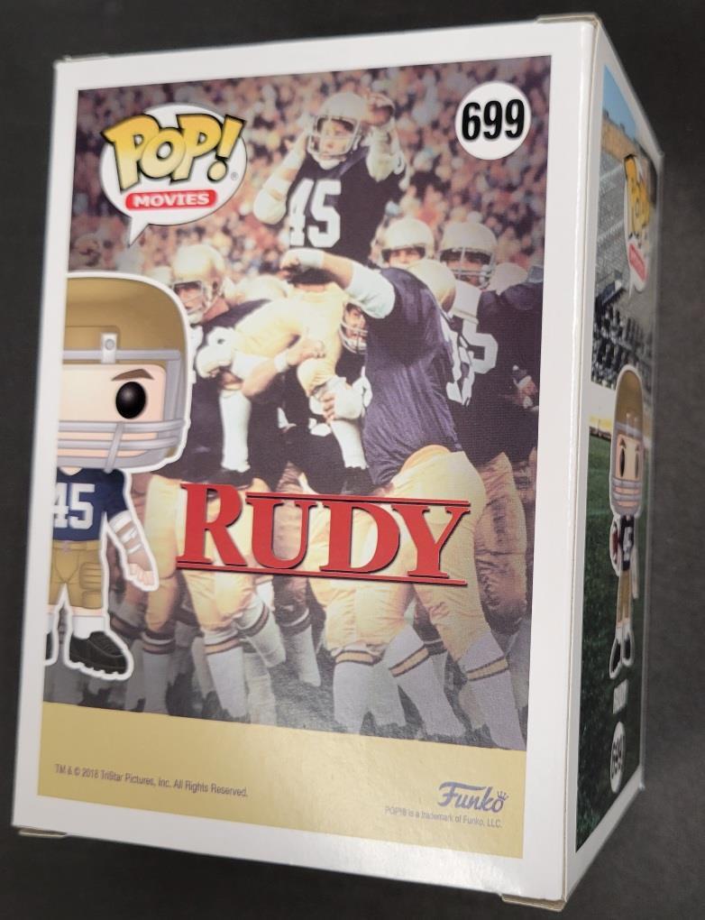 Rudy Ruettiger signed "ND Debut 11-8-75" Funko Pop ~ BAS Beckett Witness Holo