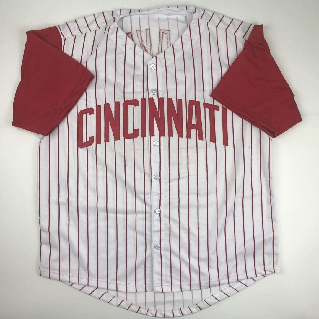 Autographed/Signed ERIC DAVIS Cincinnati Pinstripe Jersey JSA COA Auto