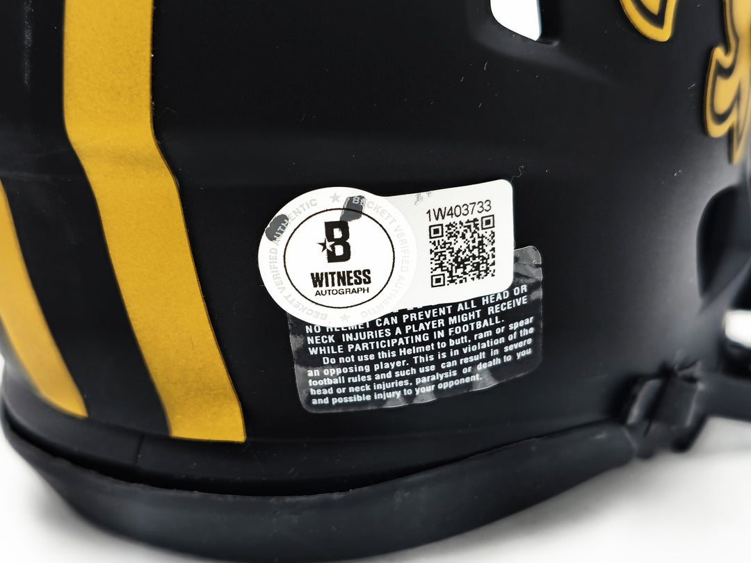 Alvin Kamara Signed Saints Eclipse Black Speed Mini Helmet Beckett Wit
