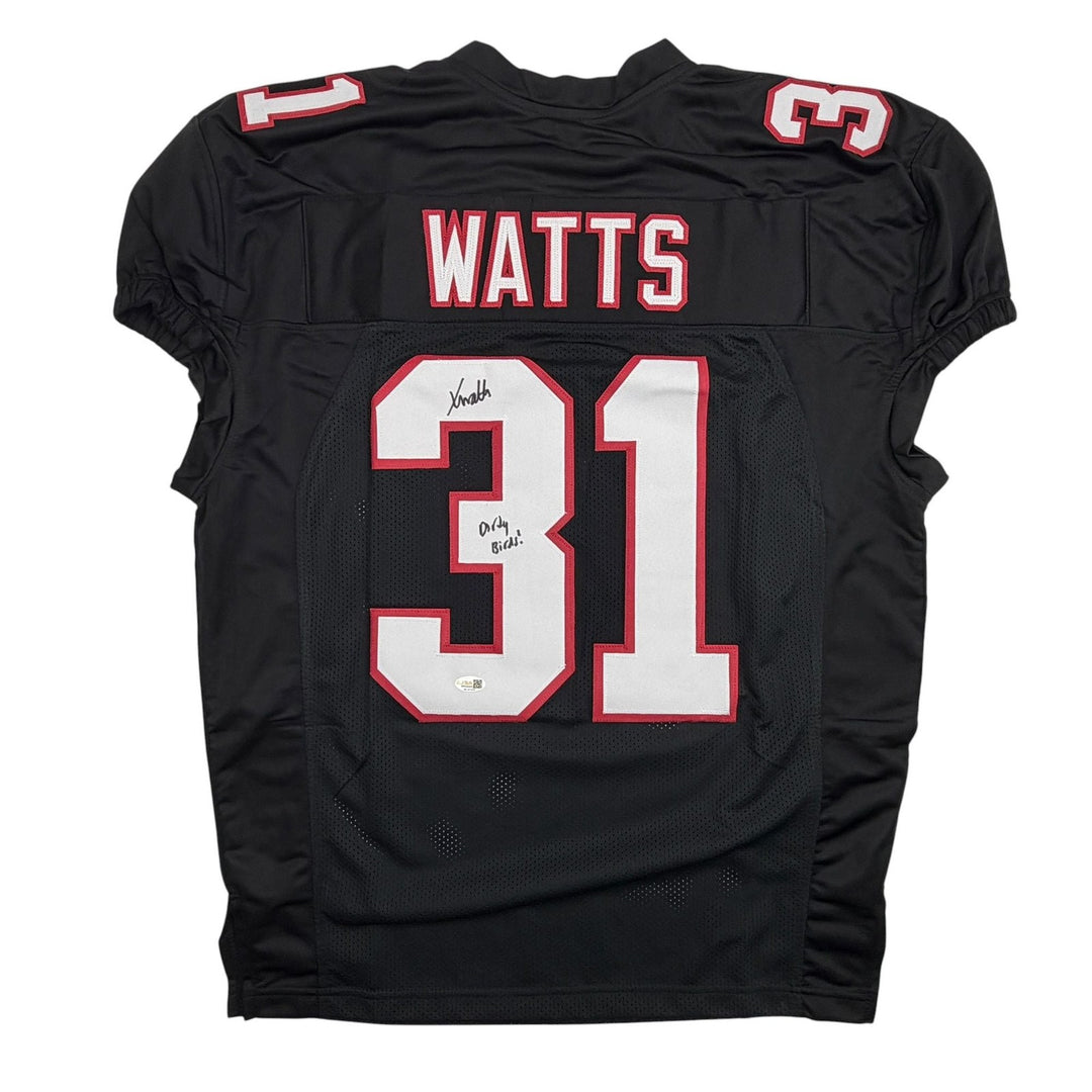 Autographed/Signed Xavier Watts Atlanta Black Pro Cut Jersey JSA COA