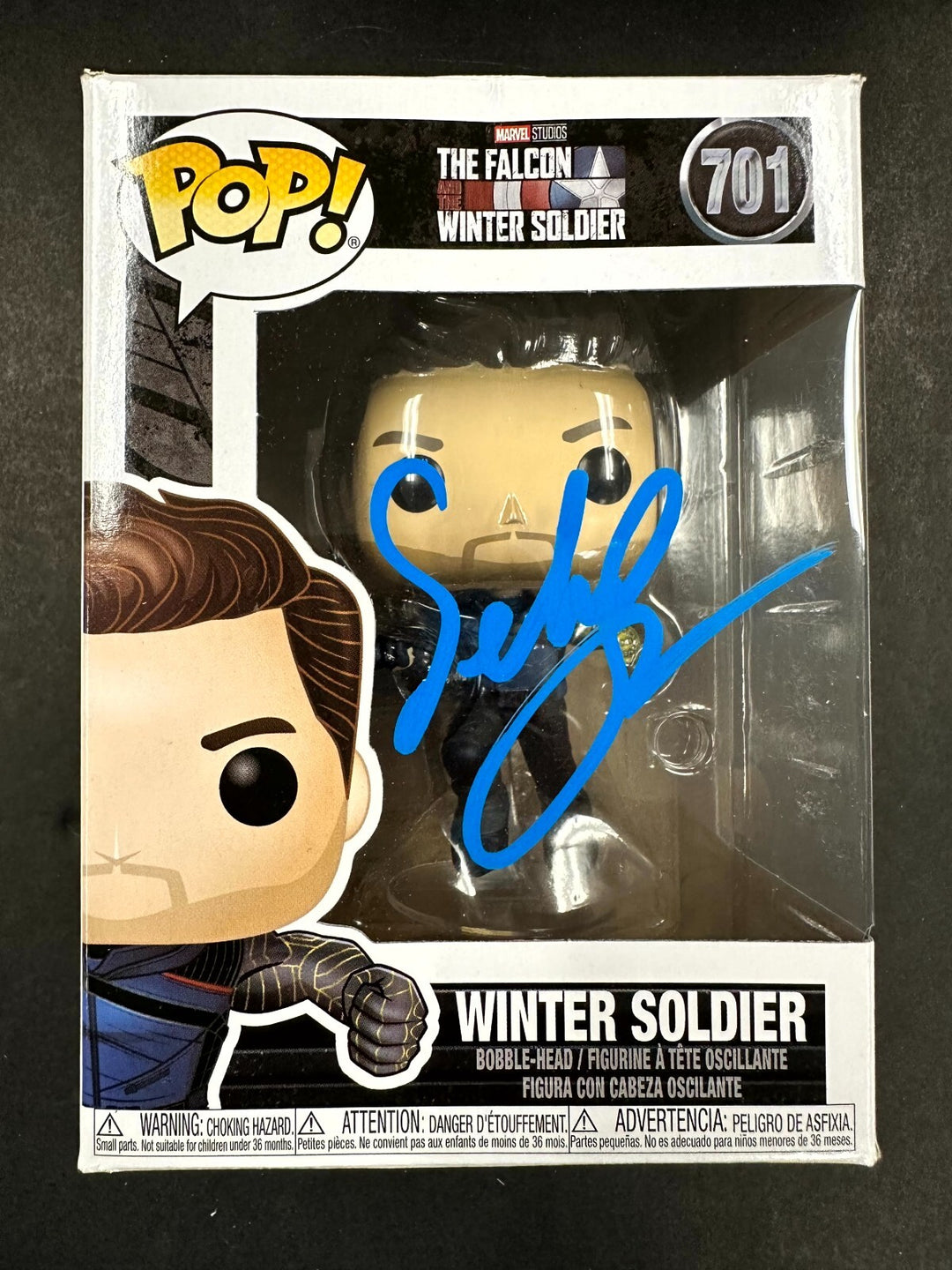 Sebastian Stan signed Winter Soldier Funko Pop! 701 autograph ~ Beckett BAS WIT