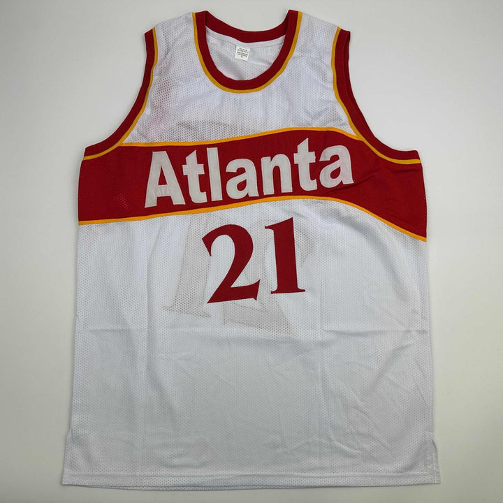 Autographed/Signed DOMINIQUE WILKINS Atlanta White Jersey PSA/DNA COA