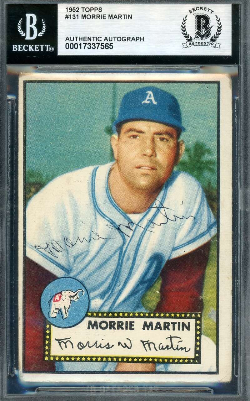 Morrie Martin Beckett BAS Vintage Signed 1952 Topps Autograph