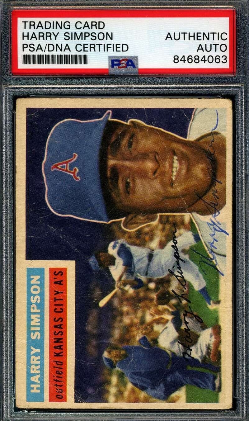 Harry Simpson PSA DNA Signed 1956 Topps Autograph