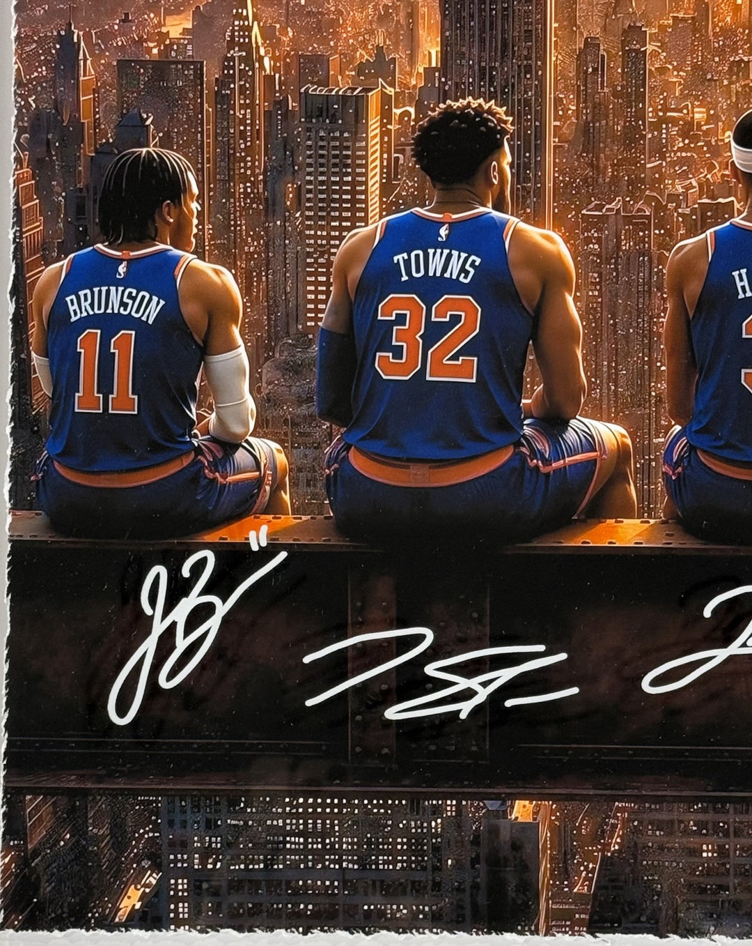 Knicks 2026 Team Starting 5 framed 3d Shadowbox Photo 26x26 Jalen Brunson Kat OG