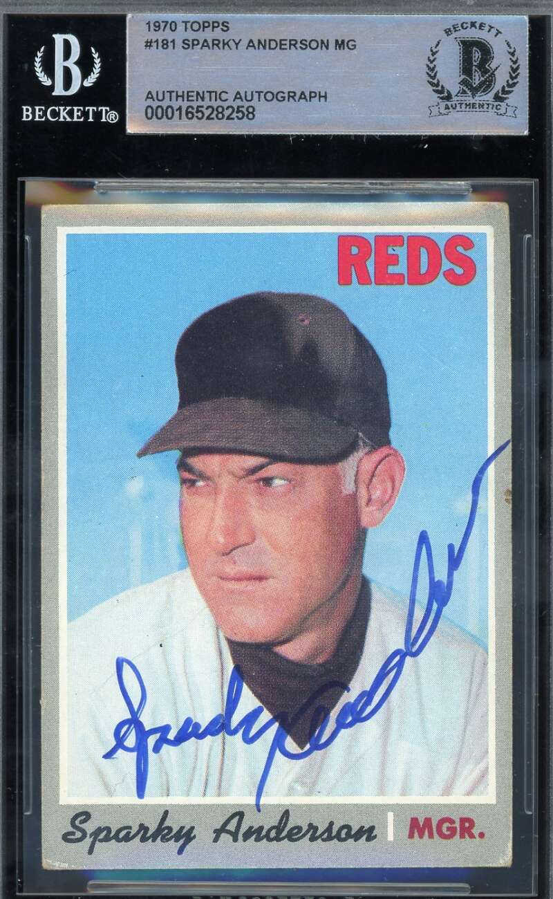 Sparky Anderson Beckett BAS Signed 1970 Topps Autograph