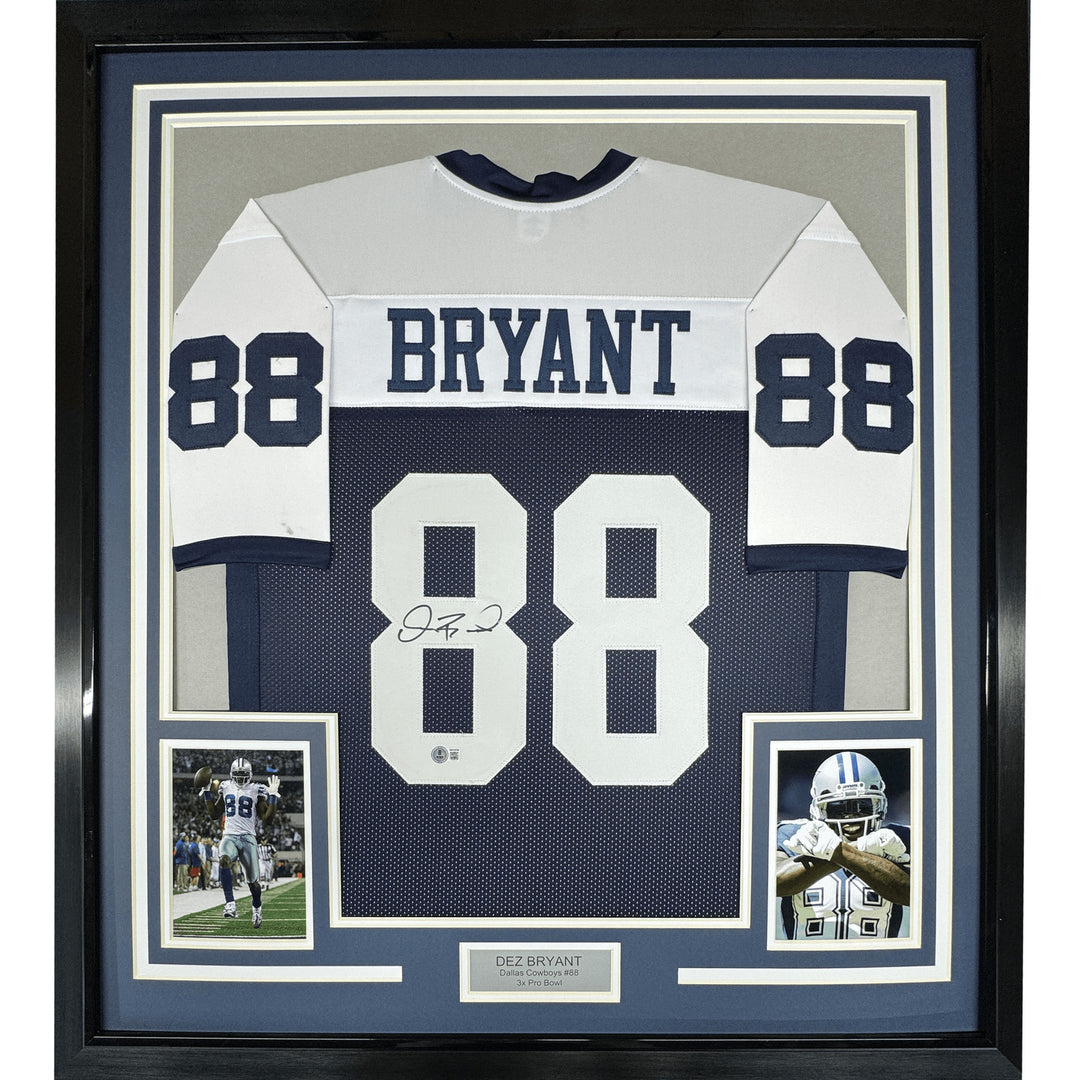 Framed Autographed/Signed Dez Bryant 35x39 Dallas TG Day Jersey Beckett COA