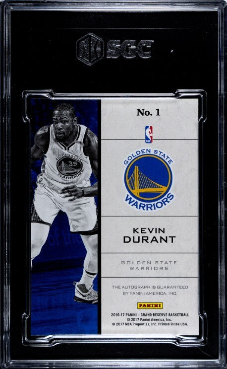 Kevin Durant 2016-17 Panini Grand Reserve Card #1 /10- SGC Slabbed Auth/10 AUTO
