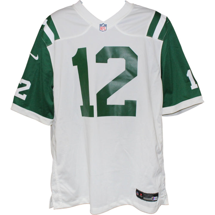 Joe Namath Autographed New York Jets Nike XL White Jersey Beckett Witness 53320