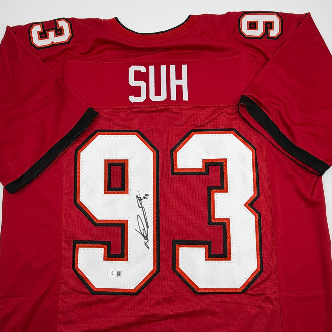 Autographed/Signed Ndamukong Suh Tampa Bay Red Jersey Beckett BAS COA
