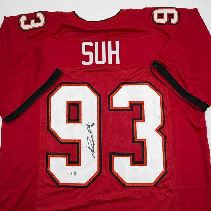 Autographed/Signed Ndamukong Suh Tampa Bay Red Jersey Beckett BAS COA