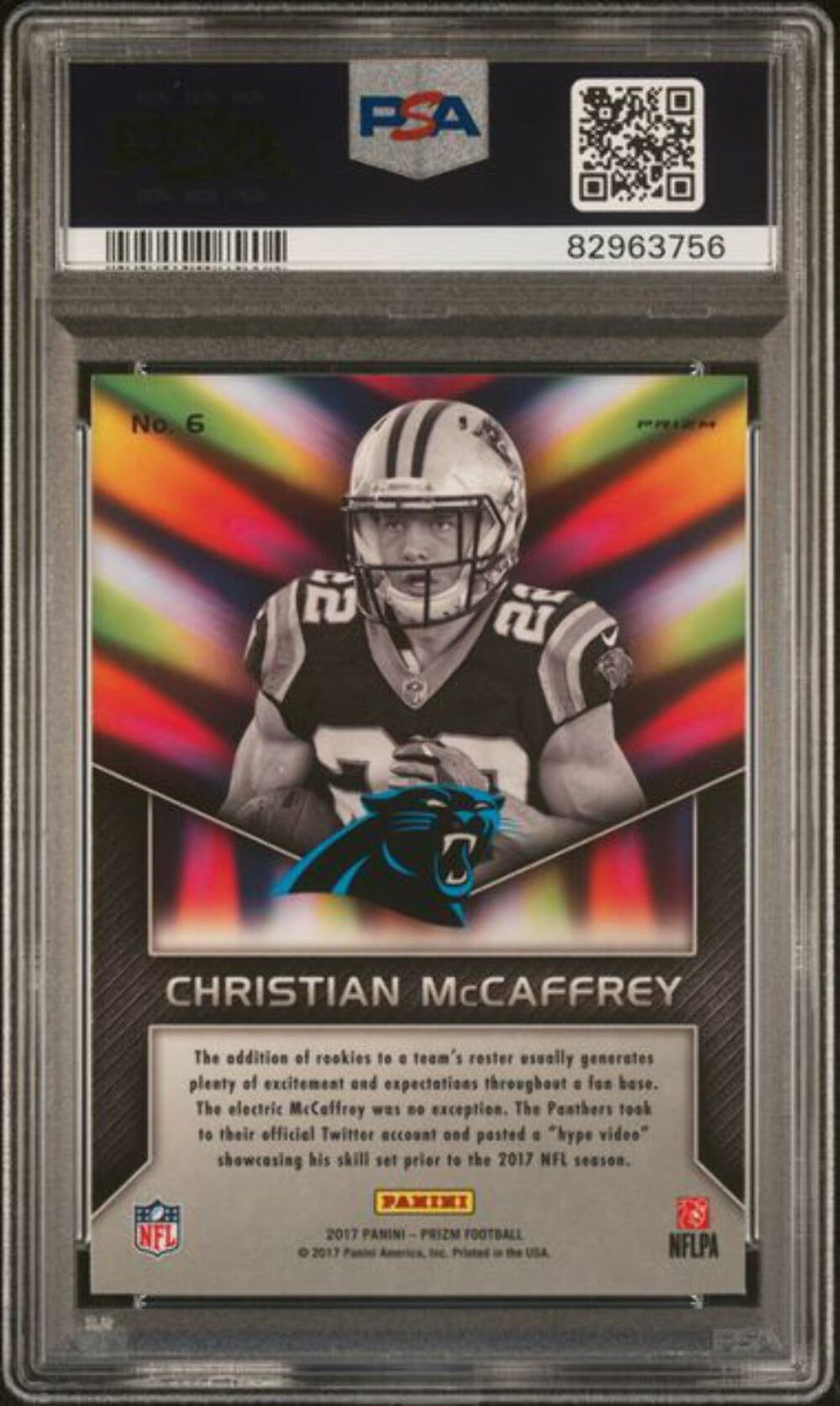 Graded 2017 Prizm Christian McCaffrey #6 Instant Impact RC Football Card PSA 10