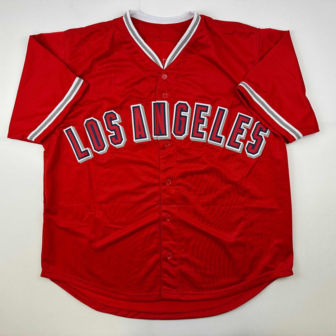 Facsimile Autographed Shohei Ohtani Los Angeles LA Anaheim Red Reprint Jersey XL