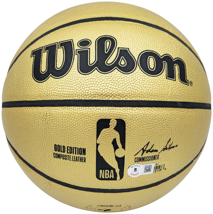 Allen Iverson Signed Gold Edition Composite Leather Basketball 76ers Beckett Wit
