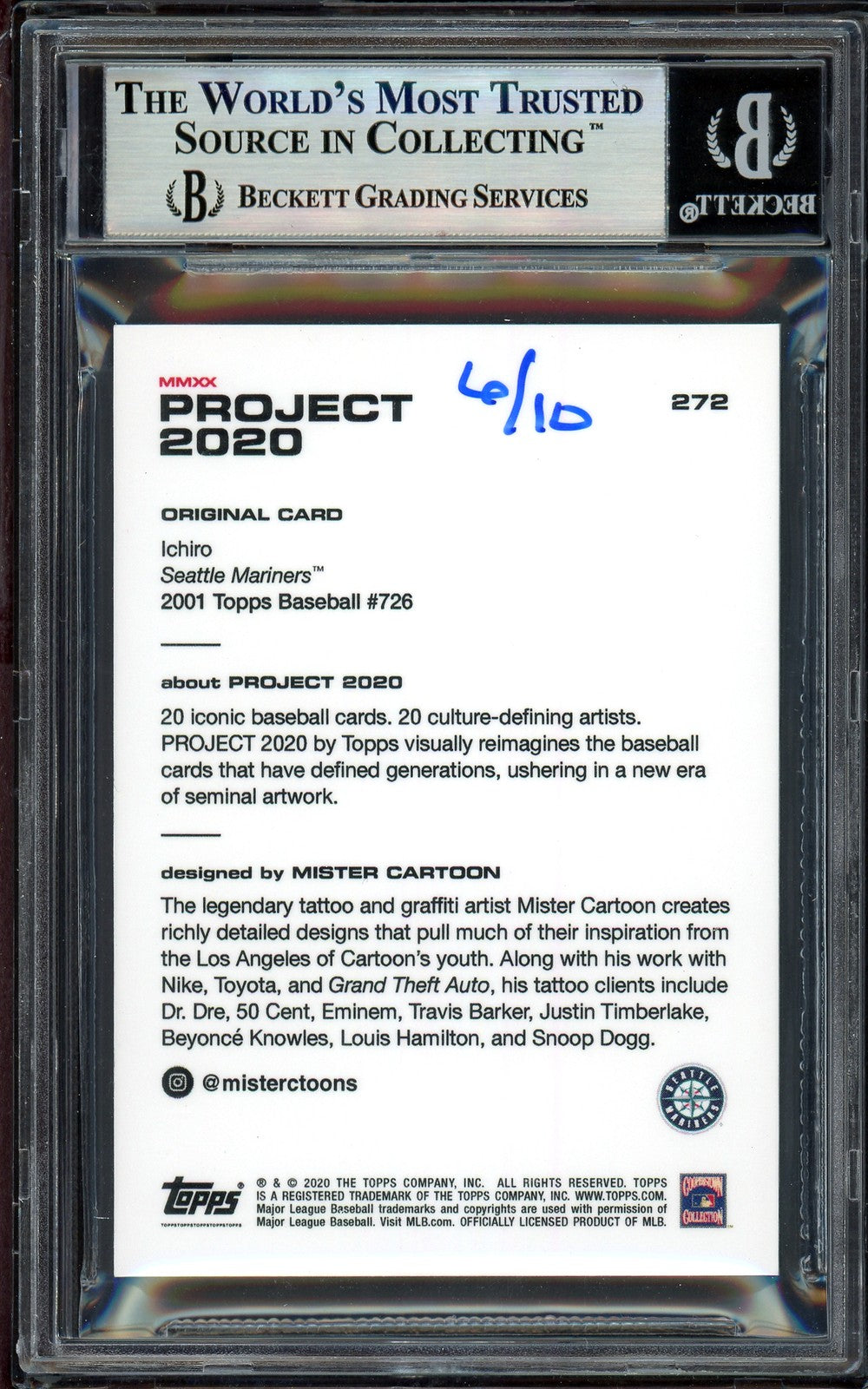 Ichiro Suzuki Auto Topps Project 2020 Mister Cartoon Card 272 Mariners /10 BAS