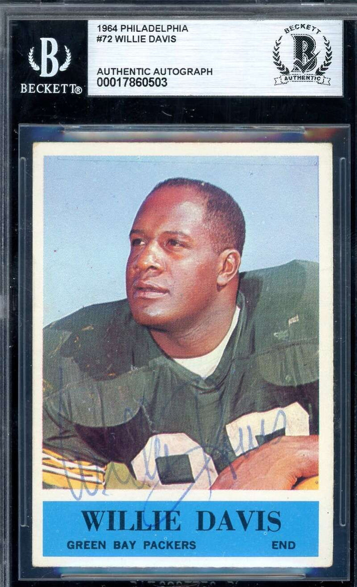 Willie Davis Beckett BAS Vintage Signed 1964 Philadelphia Rookie Autograph