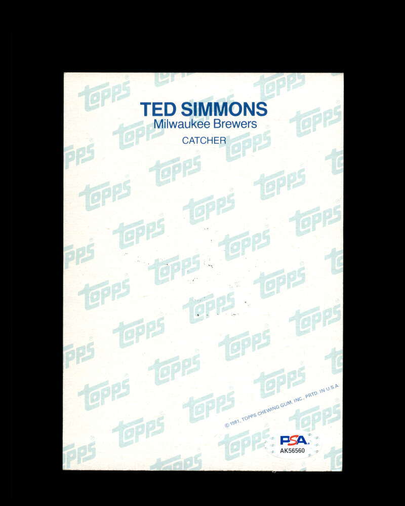 Ted Simmons PSA DNA Signed 1981 Topps Super Autograph