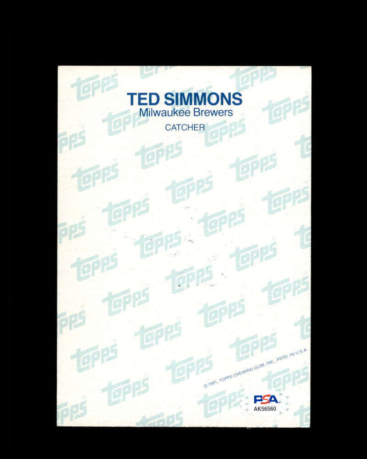 Ted Simmons PSA DNA Signed 1981 Topps Super Autograph