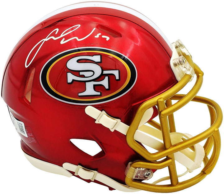 Fred Warner Signed 49ers Flash Red Speed Mini Helmet Beckett Witness