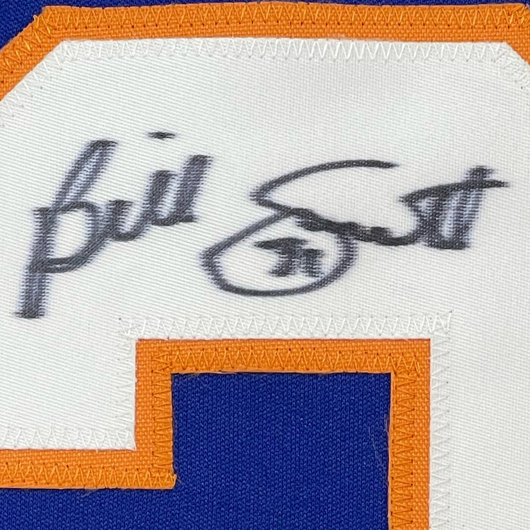 FRAMED Signed BILLY SMITH 35x39 New York Blue Jersey JSA COA Auto