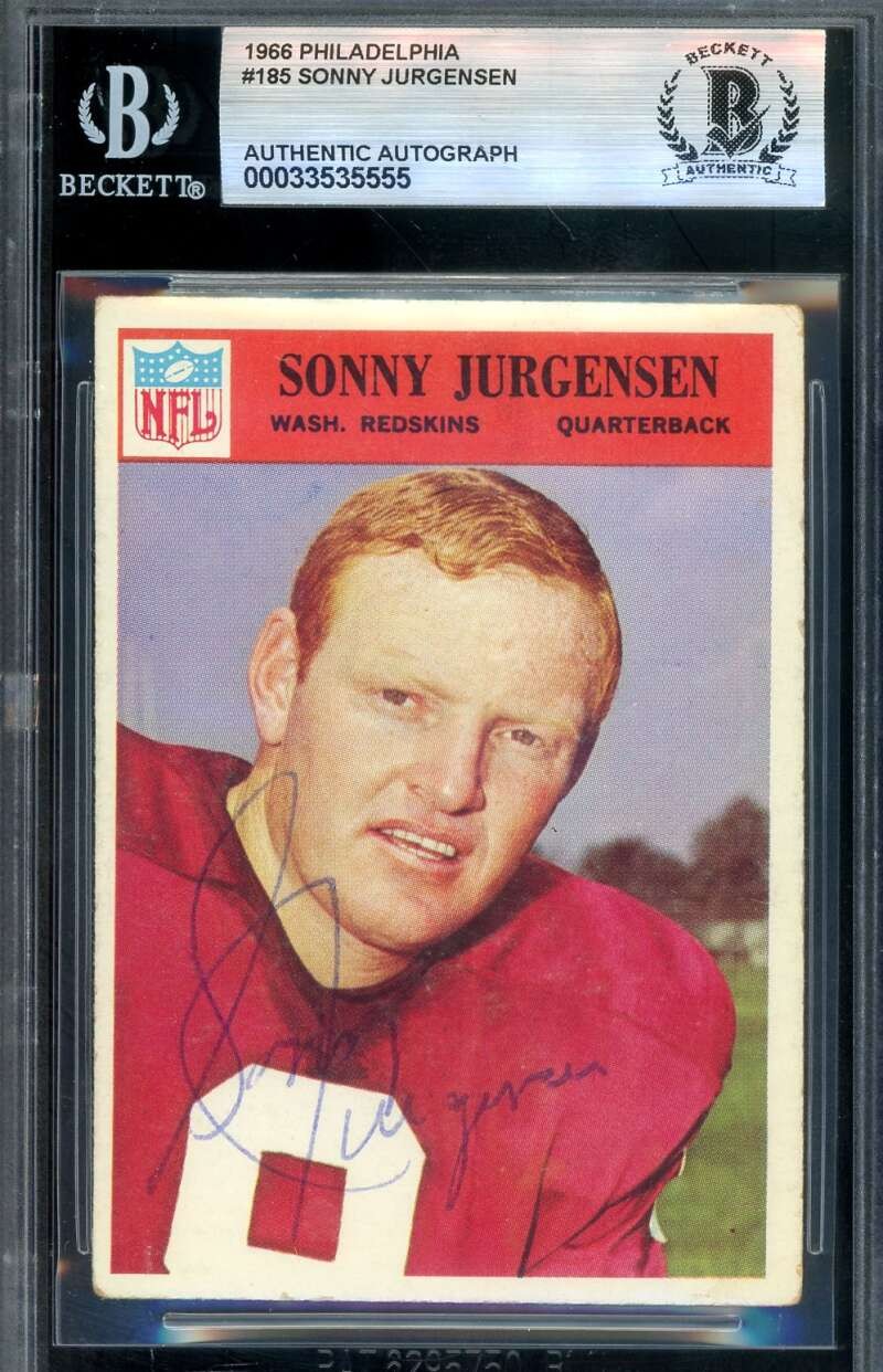 Sonny Jurgensen Beckett BAS Vintage Signed 1966 Philadelphia Autograph