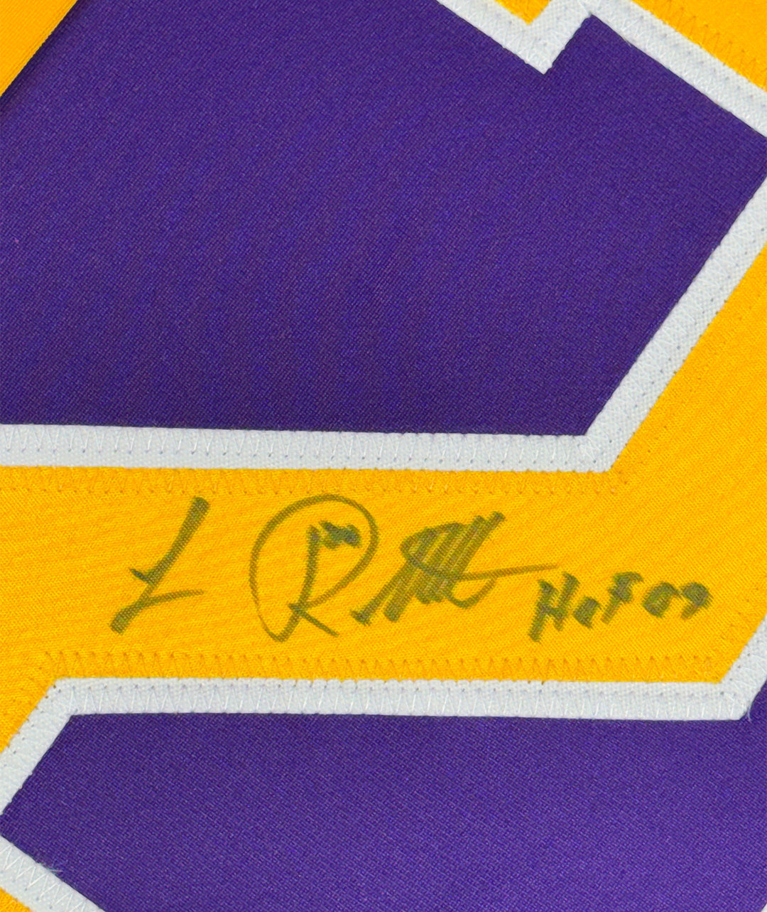 Framed Autographed/Signed Luc Robitaille HOF 09 35x39 LA Purple Jersey JSA COA