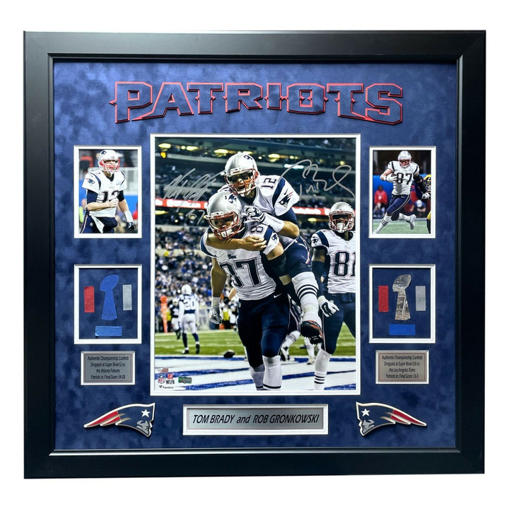 Tom Brady Rob Gronkowski Signed Patriots 16x20 Photo Framed Game Used Fanatics