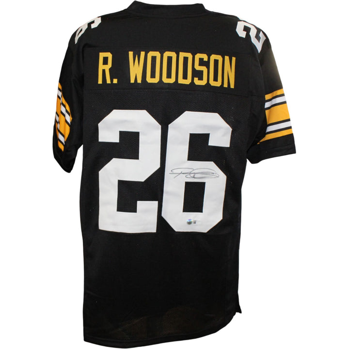 Rod Woodson Autographed/Signed Pro Style XL Black Jersey Beckett Witness 54295