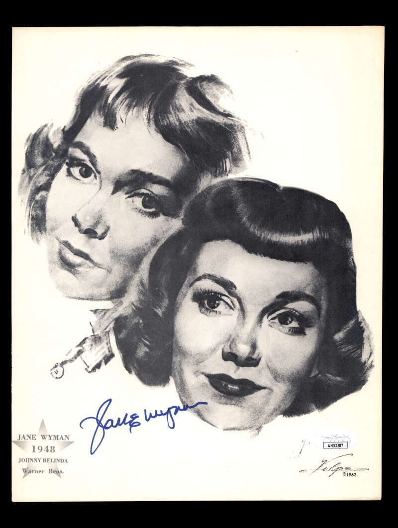 Jane Wyman JSA Coa Signed 8x10 Volpe Litho Photo Autograph