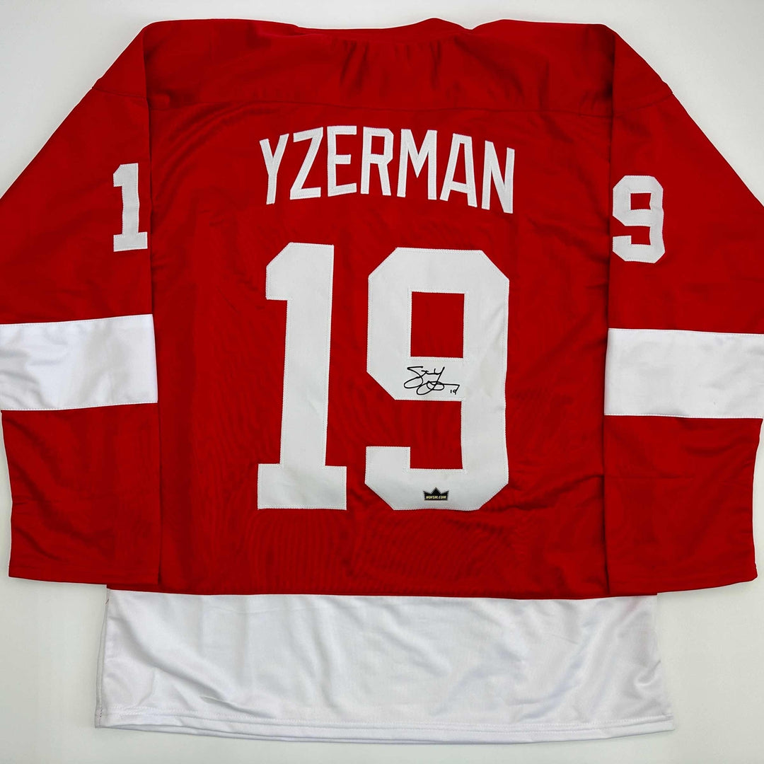 Facsimile Autographed Steve Yzerman Detroit Red Reprint Jersey Size Men's XL