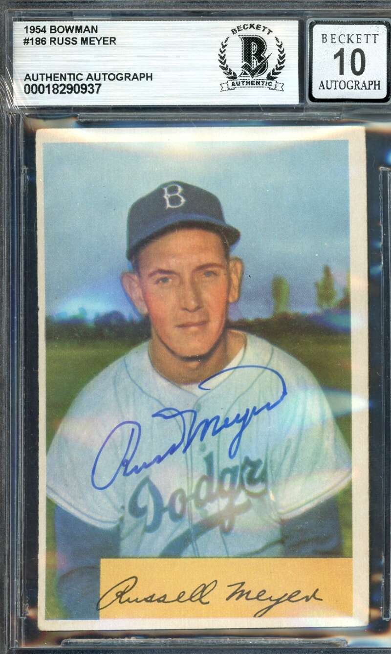 Russ Meyer Gem Mint 10 Beckett BAS Signed 1954 Bowman Autograph