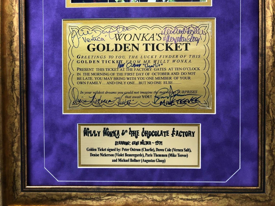 Willy Wonka All Kids x5 Signed Framed Golden Ticket JSA COA Autograph Movie Cast