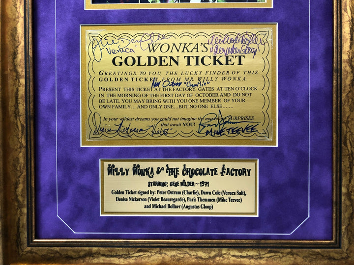 Willy Wonka All Kids x5 Signed Framed Golden Ticket JSA COA Autograph Movie Cast