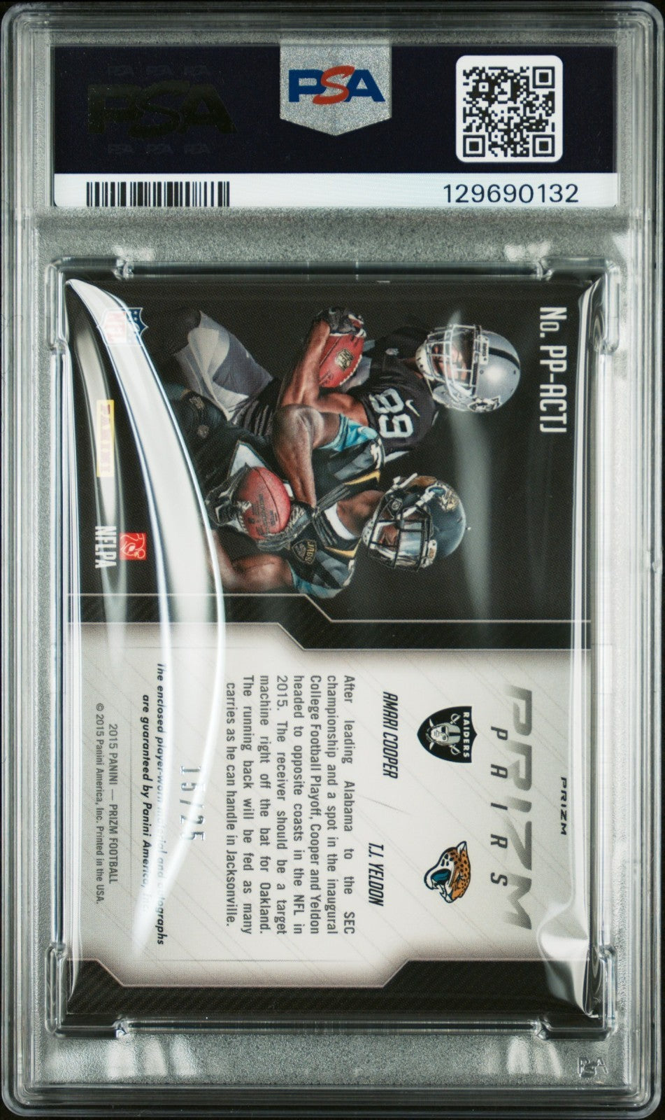 Amari Cooper/T.J. Yeldon 2015 Panini Prizm Auto/Relic Card /25- PSA Graded 8/10A