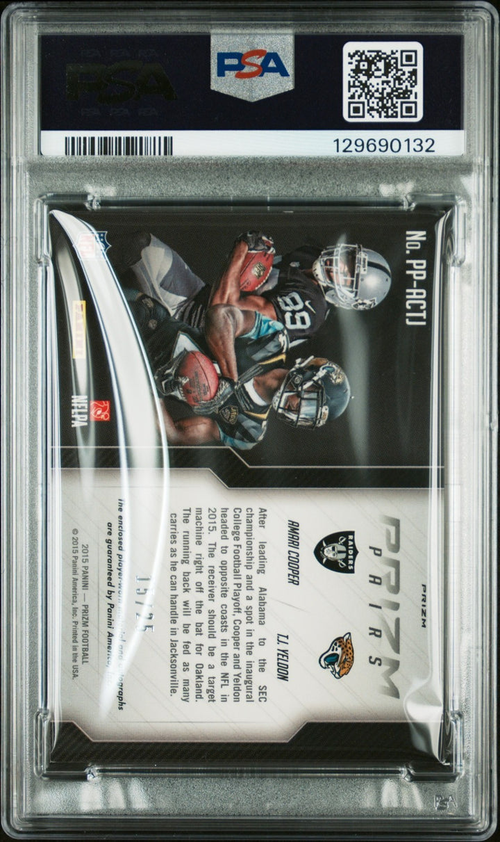 Amari Cooper/T.J. Yeldon 2015 Panini Prizm Auto/Relic Card /25- PSA Graded 8/10A