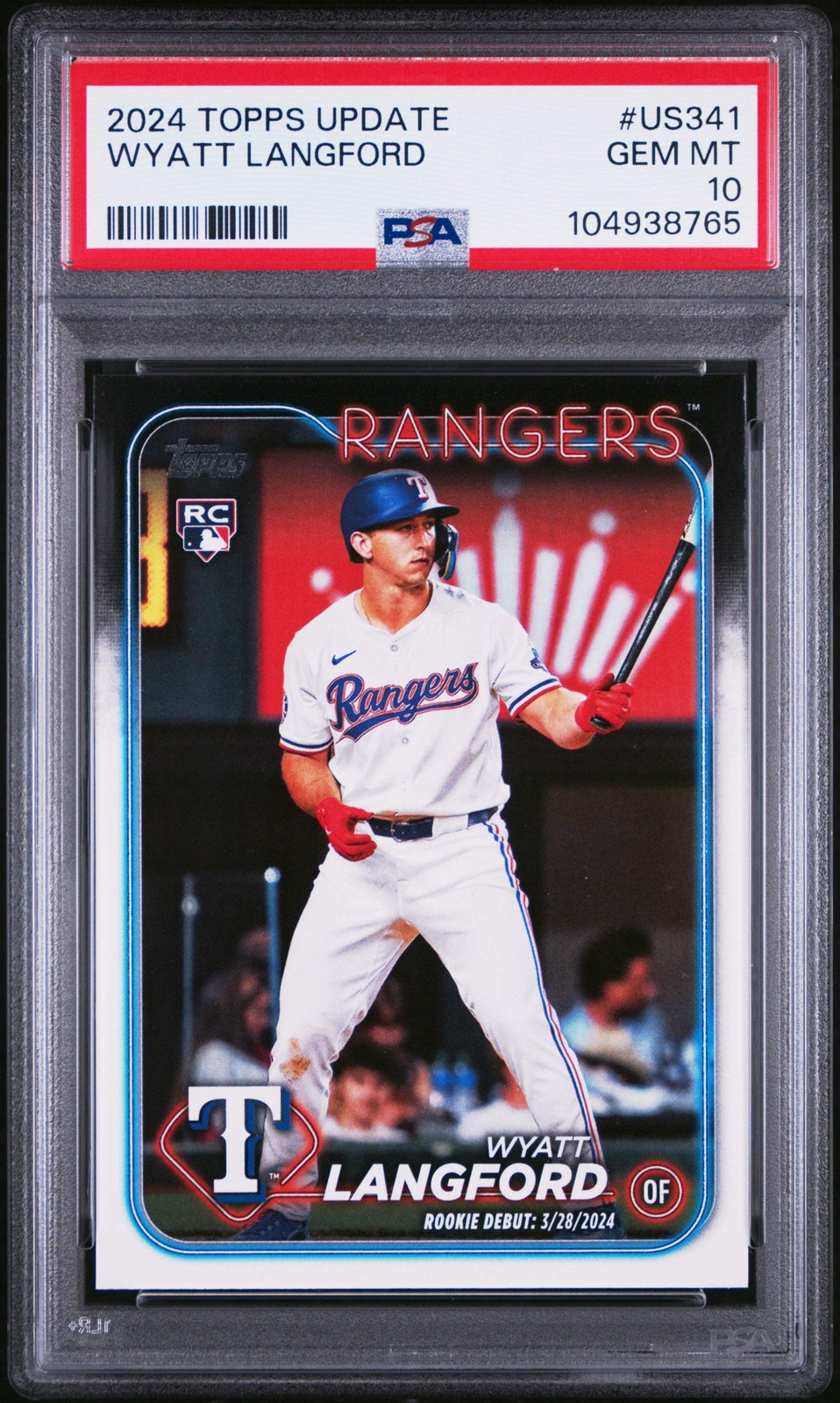 Graded 2024 Topps Update Wyatt Langford #US341 Rookie RC Baseball Card PSA 10